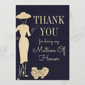 Vintage Fashion Thank You Matron Of Honor Card