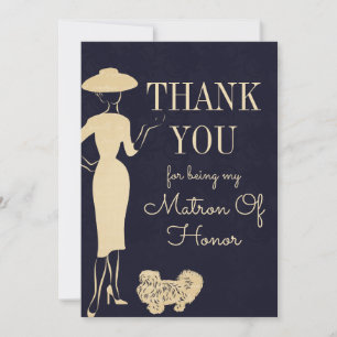 Vintage Fashion Thank You Matron Of Honor Card