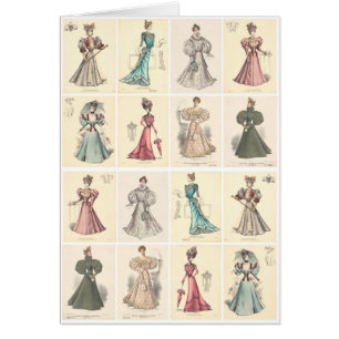 Vintage Fashion Victorian Women in Fancy Dress Cards
