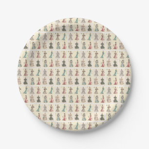 Vintage Fashion Victorian Women in Fancy Dress Paper Plates
