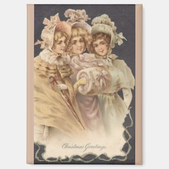 Vintage Fashion Victorican Christmas Magnet (Front)