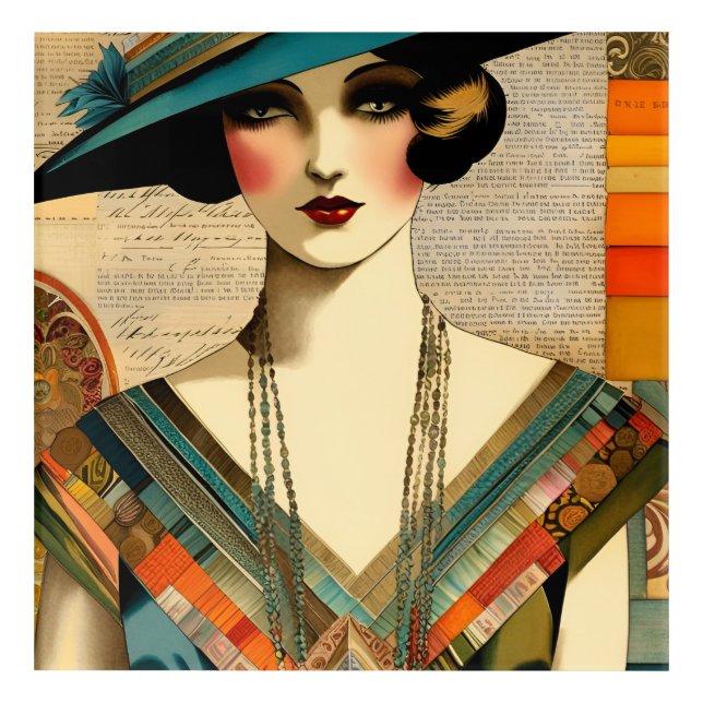 Vintage Fashion Woman Acrylic Print (Front)