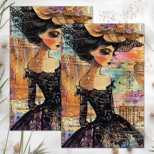 VINTAGE FASHION WOMAN DECOUPAGE TISSUE PAPER