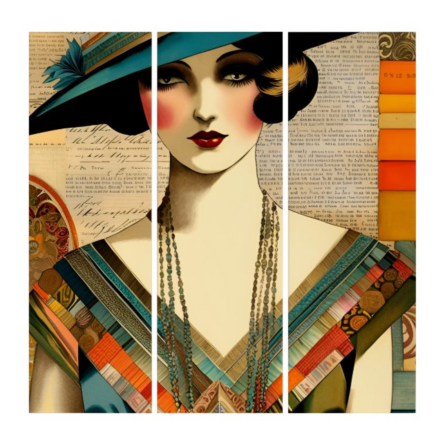 Vintage Fashion Woman Triptych (Front)