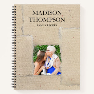 Vintage Fashioned Custom Photo Family Recipes Notebook