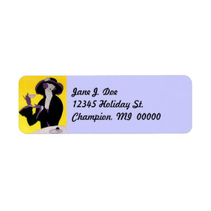 Vintage Fashions Art Deco Lady Tea address Labels