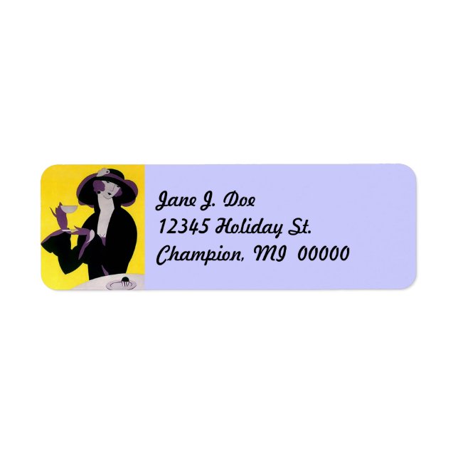 Vintage Fashions Art Deco Lady Tea address Labels (Front)