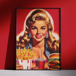 Vintage Fast Food Pin-up Poster