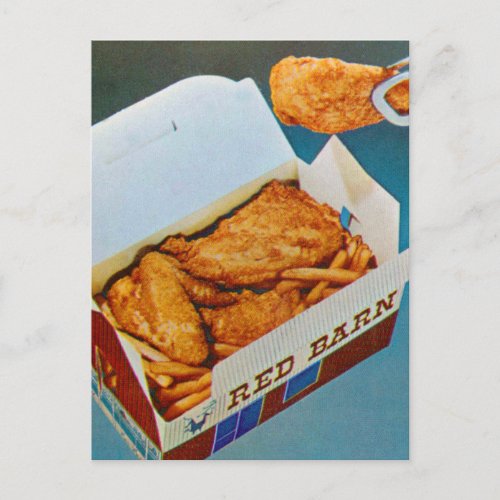 Vintage Fast Food Red Barn Fried Chicken Postcard