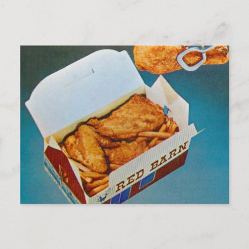 Vintage Fast Food Red Barn Fried Chicken Postcard