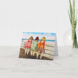 Vintage Fat Bottomed Girls at Beach Card