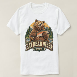 Vintage Fat Grizzly Bear Week 2026 Salmon Fishing T-Shirt