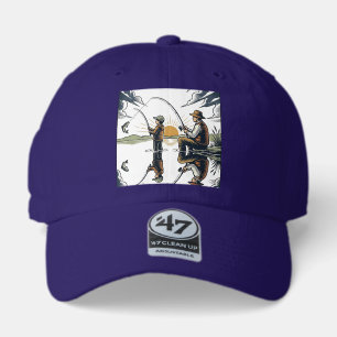 Vintage Father and Child Fishing Engraving Shirt D 47 Brand Hat