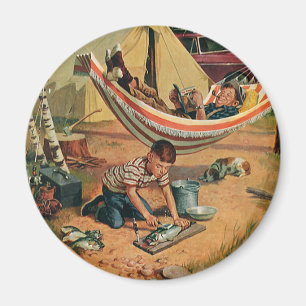Vintage Father and Son Camping, Happy Father's Day Magnet