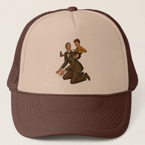 Vintage Father and Son Funny Silly Fathers Day Trucker Hat