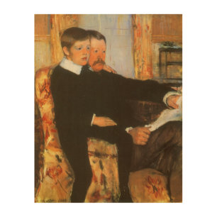 Vintage Father and Son Portrait by Mary Cassatt Wood Wall Art