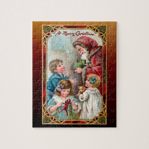 Vintage Father Christmas and Children Jigsaw Puzzle