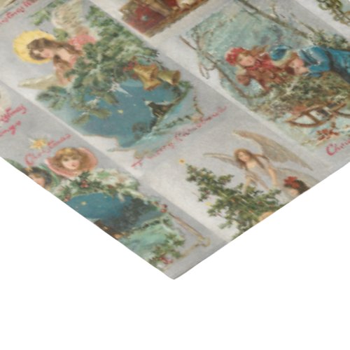 Vintage Father Christmas Angels  Winter Collage Tissue Paper