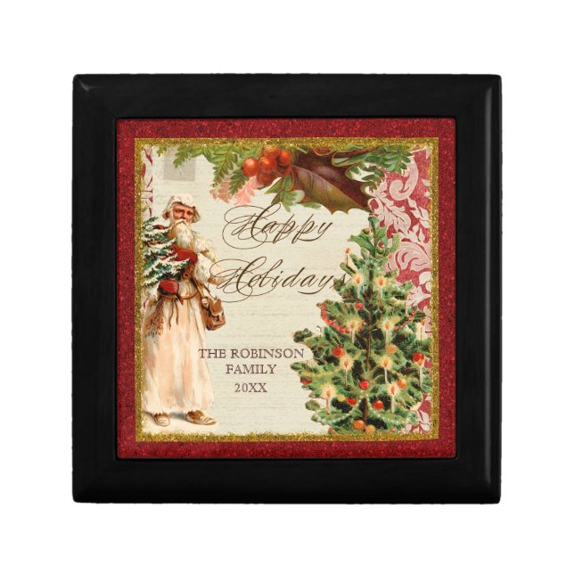 Vintage Father Christmas Candle Tree Holiday Box (Front)