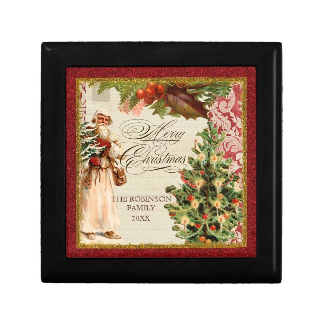 Vintage Father Christmas Candle Tree Holiday Box (Front)