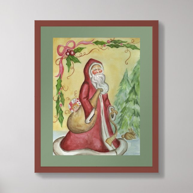 Vintage Father Christmas Framed Art Poster (Framed Front)