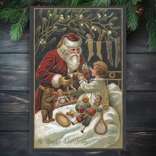 Vintage Father Christmas Giving Gifts to Child Tissue Paper