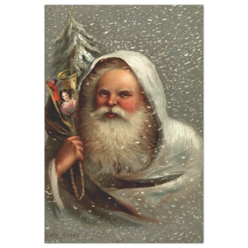 Vintage Father Christmas in Snow with Toys Tissue Paper
