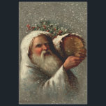 Vintage Father Christmas in Snow with Yule Log Tissue Paper<br><div class="desc">Artistic vintage Robert Finlay McIntyre portrait of white-robed Father Christmas carrying a Yule log in the snow.</div>