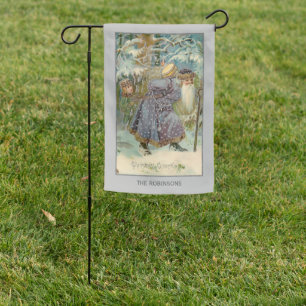 Vintage Father Christmas in Snowy Woods Garden Flag