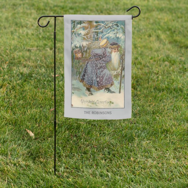 Vintage Father Christmas in Snowy Woods Garden Flag (In SItu)