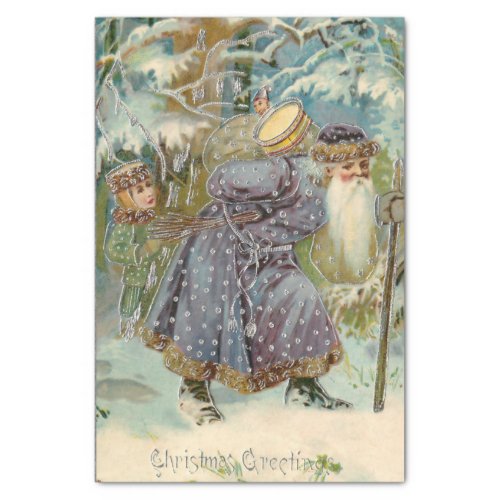 Vintage Father Christmas in Snowy Woods Tissue Paper