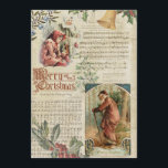 Vintage Father Christmas & Music Ephemera Holiday Card<br><div class="desc">Nostalgic collage featuring vintage ornate Merry Christmas greeting,  Victorian children dressed for winter,  holly,  brass bell,  mistletoe,  old Father Christmas and traditional carol sheet music on aged parchment background.</div>