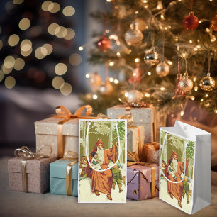 Vintage Father Christmas Small Gift Bag