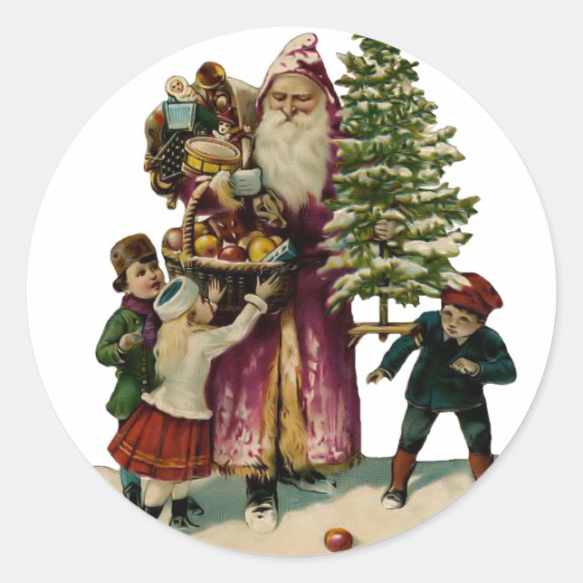 Vintage Father Christmas Sticker (Front)