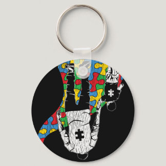 Vintage Father Son Family Autistic Kids Autism Awa Keychain