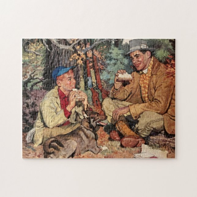 Vintage Father Son Hunting Sportsman Jigsaw Puzzle (Horizontal)