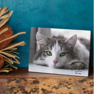 Vintage Father's Day Best Cat Dad Photo Plaque
