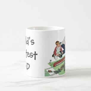 Vintage Father's Day, Dad and Son with Trains Coffee Mug