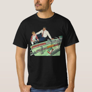 Vintage Father's Day, Dad and Son with Trains T-Shirt