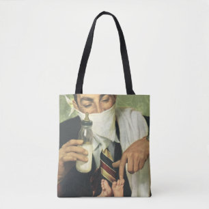 Vintage Father's Day, Dad Giving Baby a Bottle Tote Bag