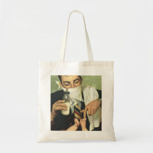 Vintage Father's Day, Dad Giving Baby a Bottle Tote Bag