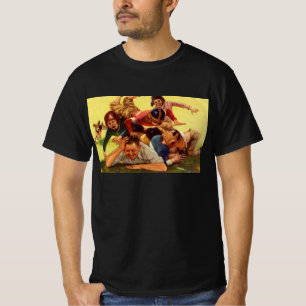 Vintage Father's Day, Football Kids and Family Dog T-Shirt