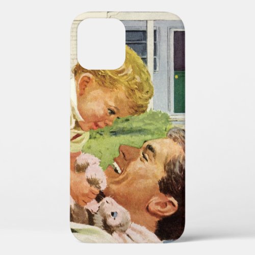 Vintage Fathers Day Happy Family in the Suburbs iPhone 12 Case