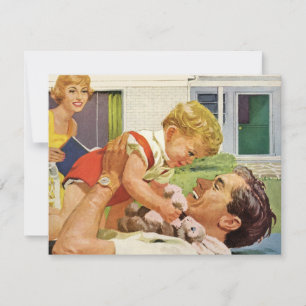 Vintage Fathers Day, Happy Family in the Suburbs Invitation