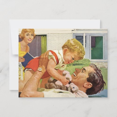 Vintage Fathers Day Happy Family in the Suburbs Invitation