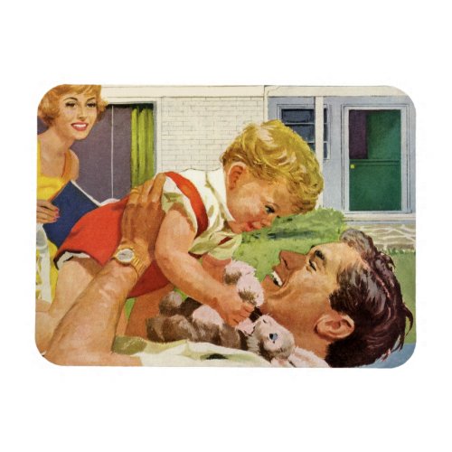 Vintage Fathers Day Happy Family in the Suburbs Magnet