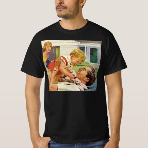 Vintage Fathers Day Happy Family in the Suburbs T_Shirt