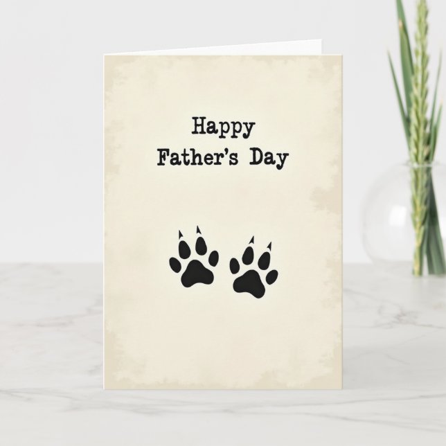 Vintage Fathers Day Paw Print Card (Front)
