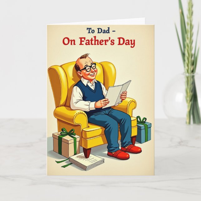 Vintage Fathers Day Reading Card (Front)
