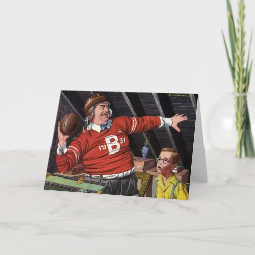 Vintage Fathers Day Sports Football Dad and Son Card